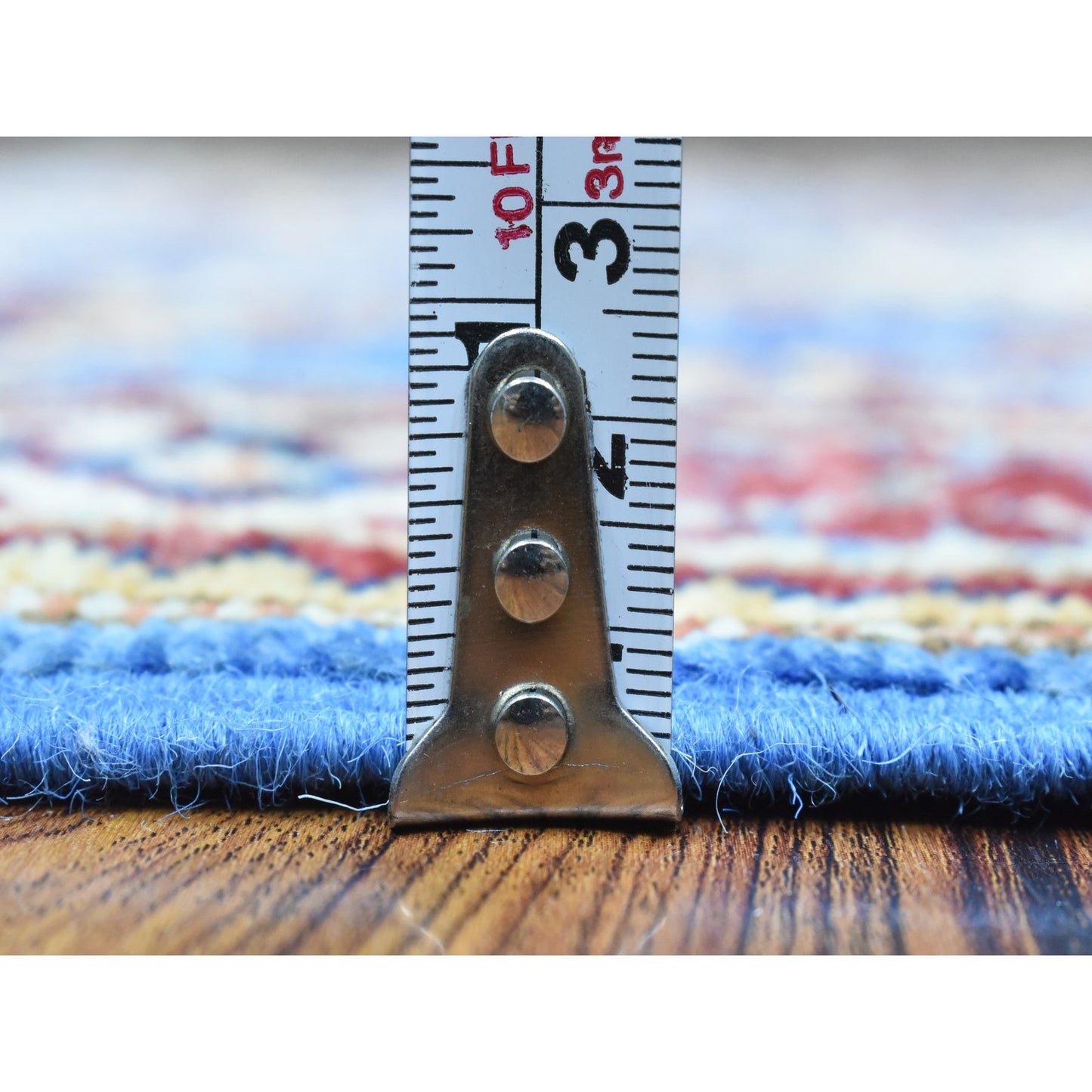 2'7"X10' Blue Afghan Super Kazak Pure Wool Hand Knotted Runner Rug