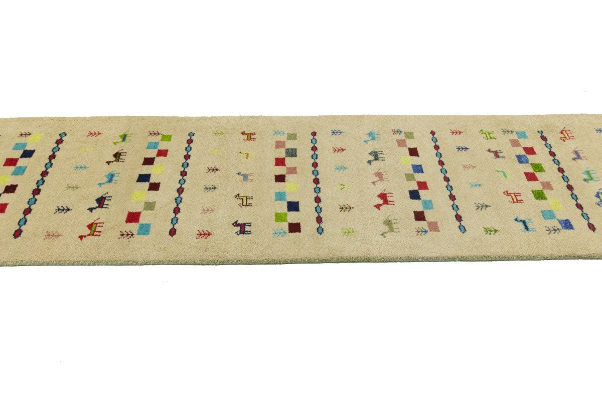 Hand-Knotted Tribal Indo-Gabbeh Pictorial Runner