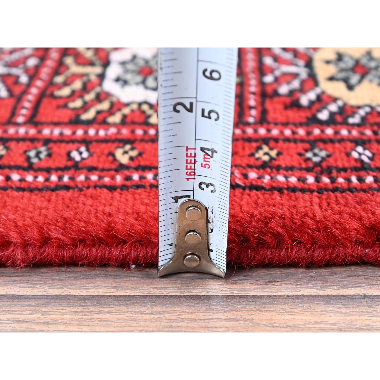 2'2"X6'6" Arsenal Red Princess Bokara Soft Wool Hand Knotted Runner Rug