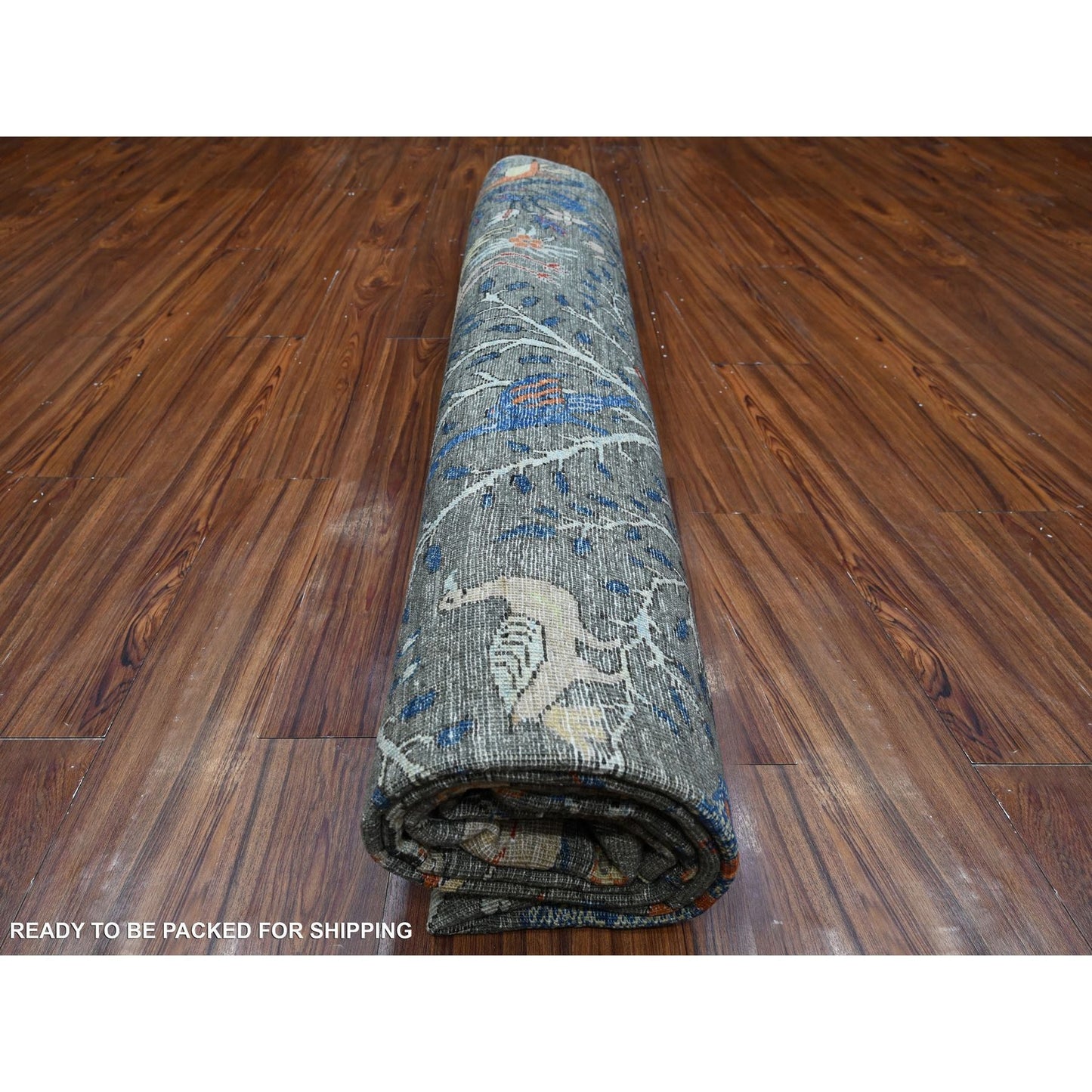 10'X10' Shark Gray Afghan Peshawar Wool Hand Knotted Square Oriental Rug