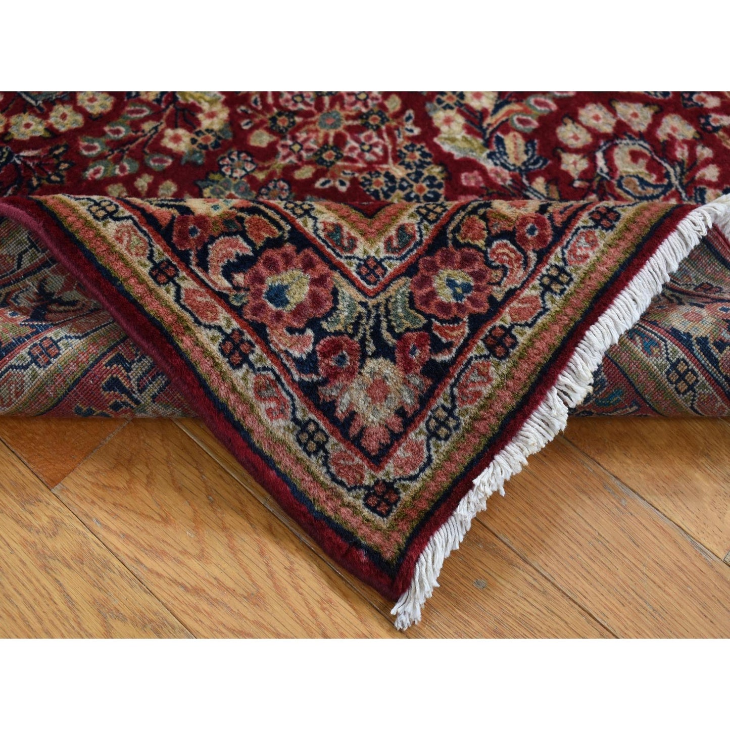3'X3' Red Antique Zoroastrian Saroogh Pure Wool Hand Knotted Square Rug