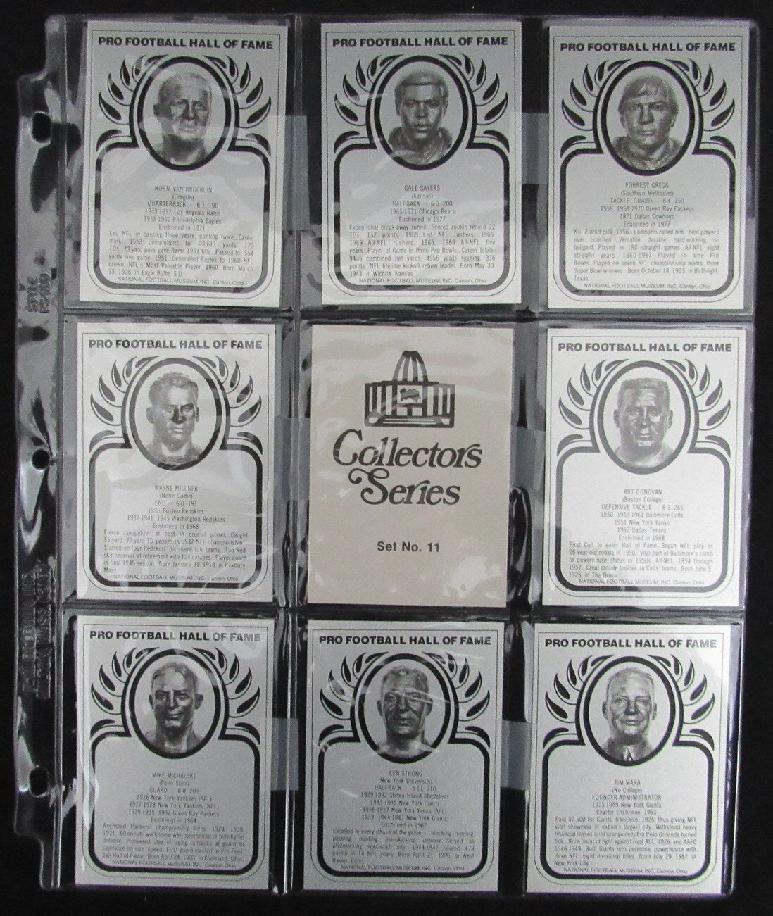 Pro Football Hall Of Fame Metallic Card Set