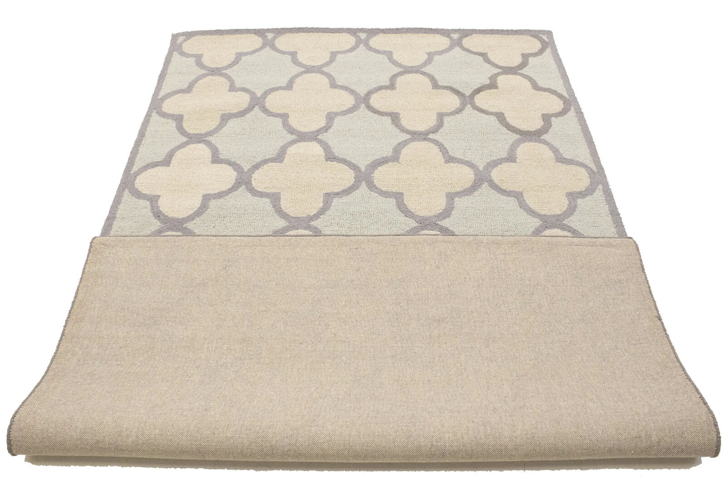 Cream & Mauve Trellis Design 5X8 Hand-Tufted