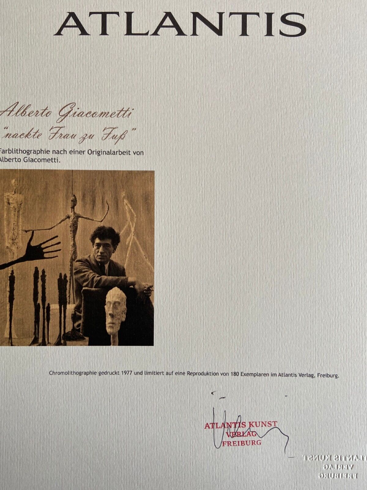 Alberto Giacometti Lithograph ' Woman ' Coa