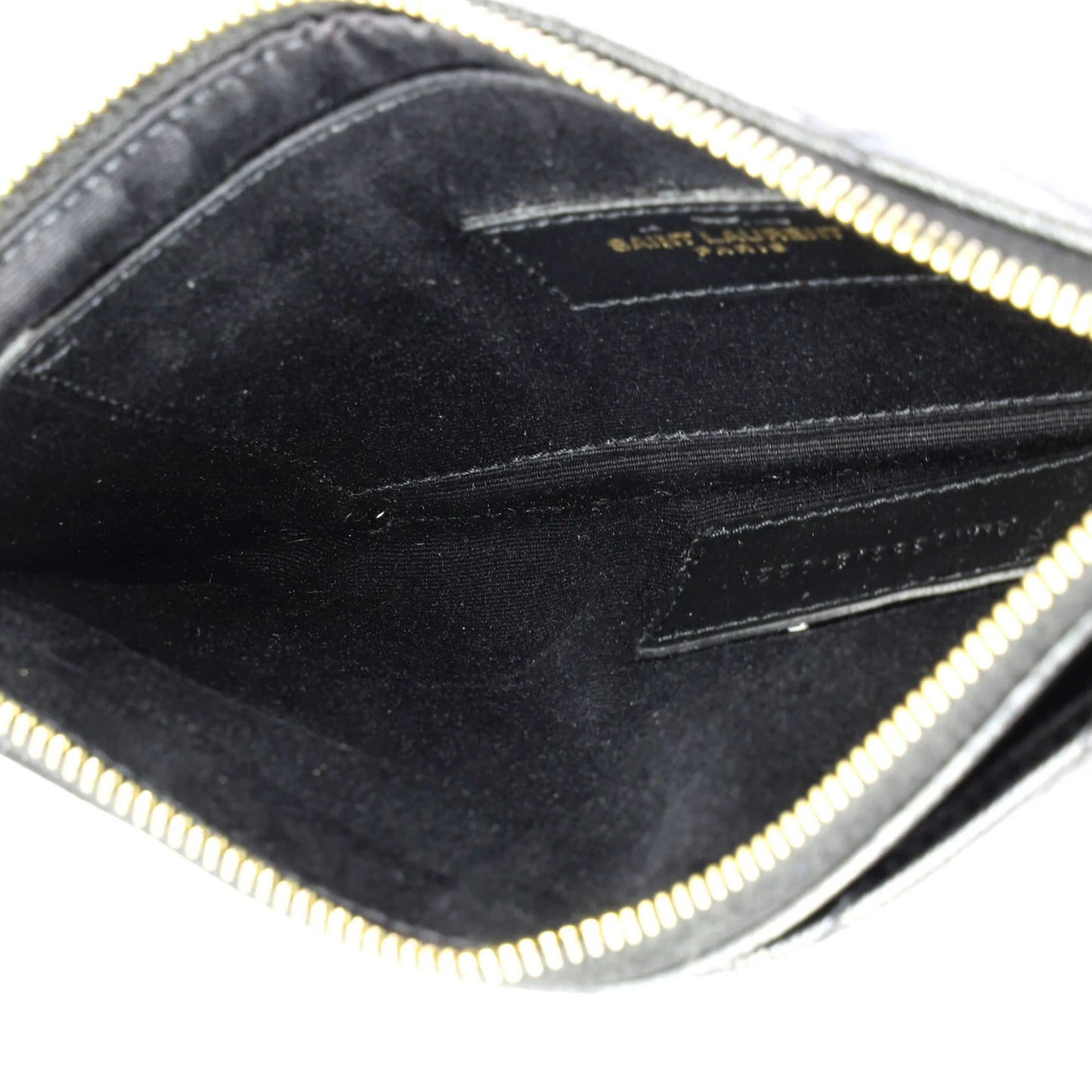 Saint Laurent Classic Monogram Zip Bill Pouch Matelasse Chevron Leather Medium