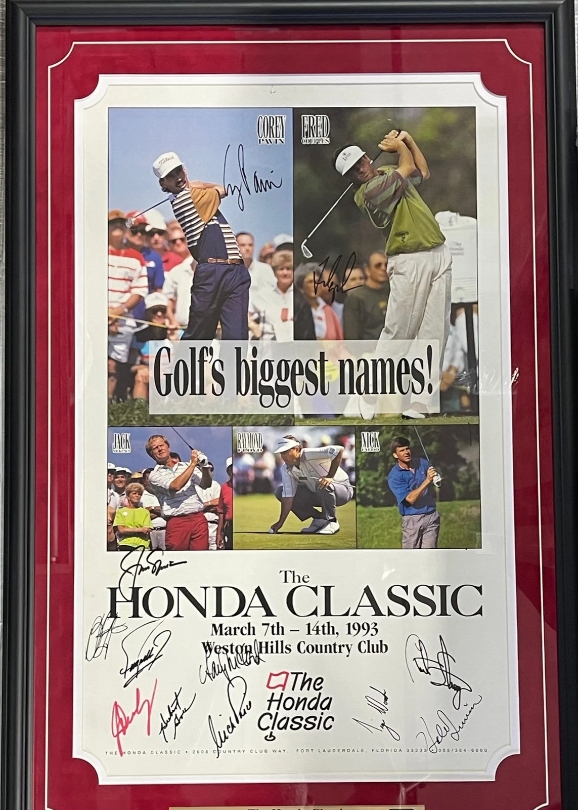 1993 The Honda Classic Autographed Framed Poster