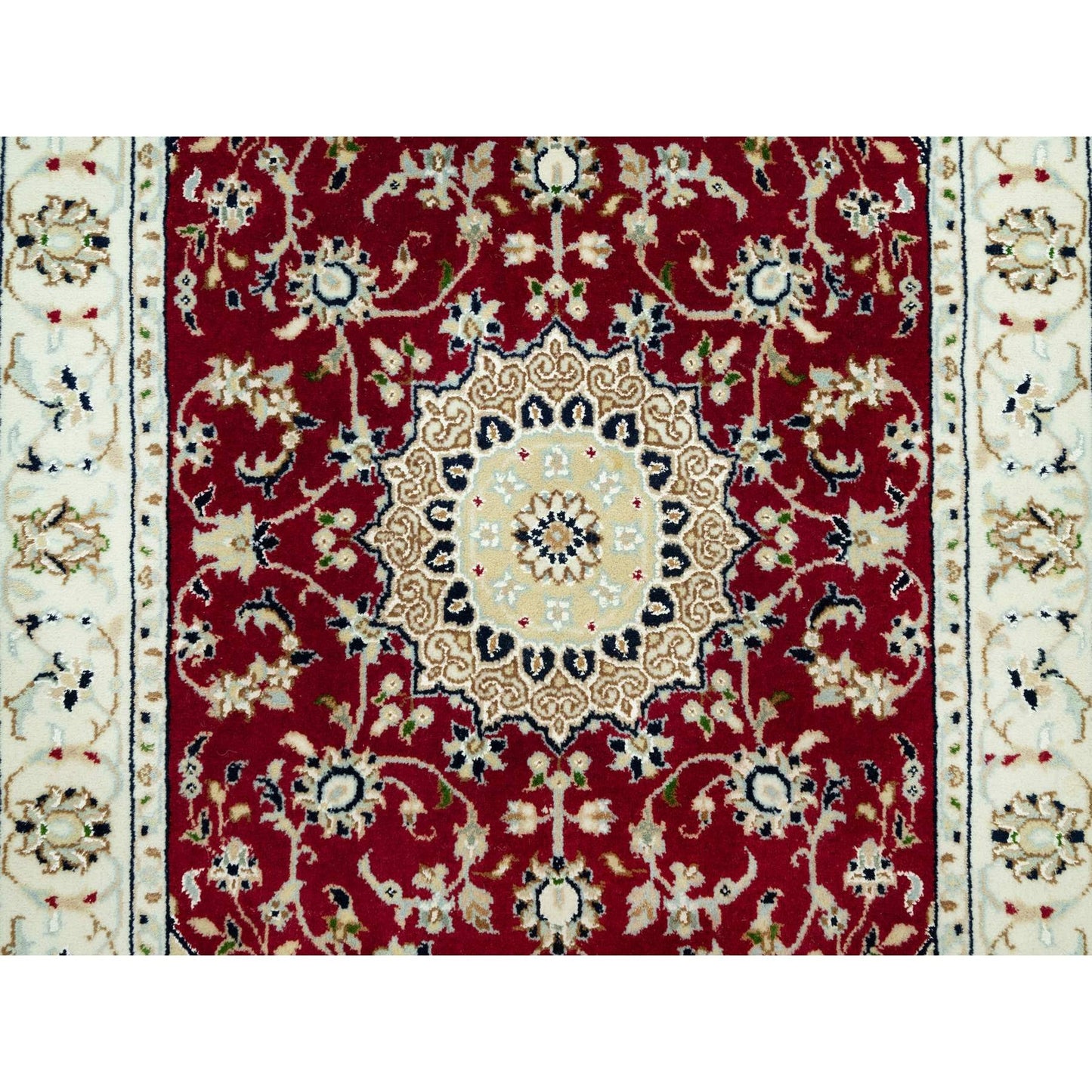 2'7"X4'1" Sun Dried Tomato Red Nain Central Medallion Hand Knotted Rug