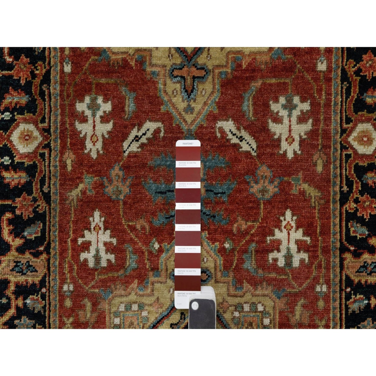2'6"X12'2" Red Hand Knotted Antiqued Heris Revival Pure Wool Runner Rug