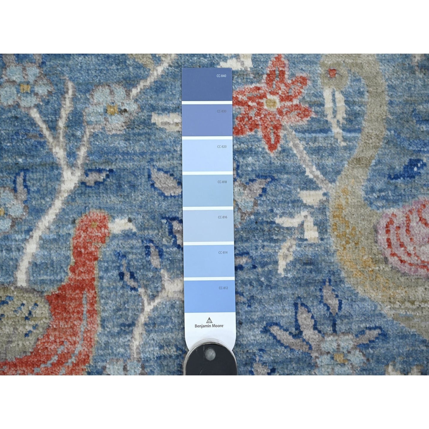 8'1"X16'2" Sea Blue Afghan Peshawar Hand Knotted Gallery Size Runner Rug