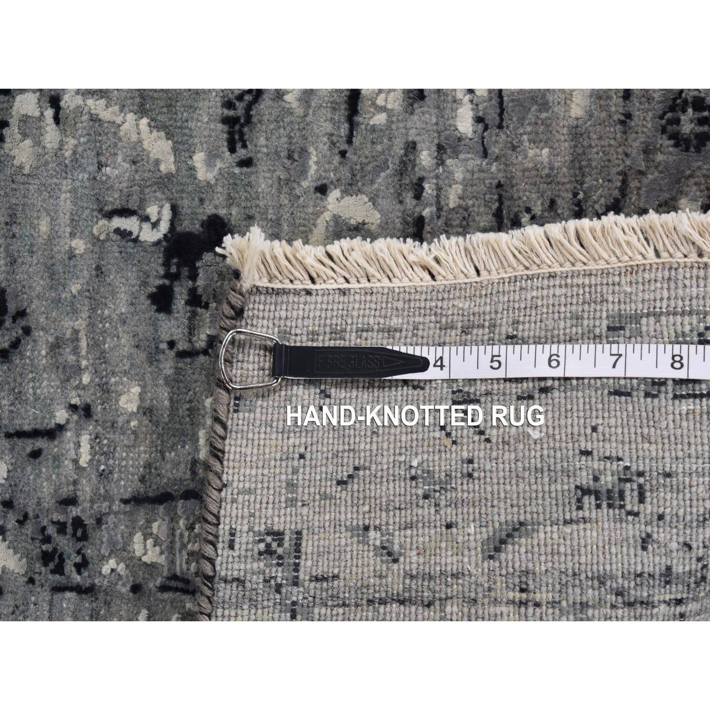5'1"X7' Black Coral Design Silk And Wool Hand Knotted Oriental Rug