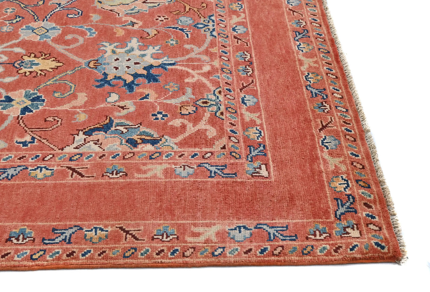 Orange Kazak Peshawar Rug 4X6 Ft Tribal Floral