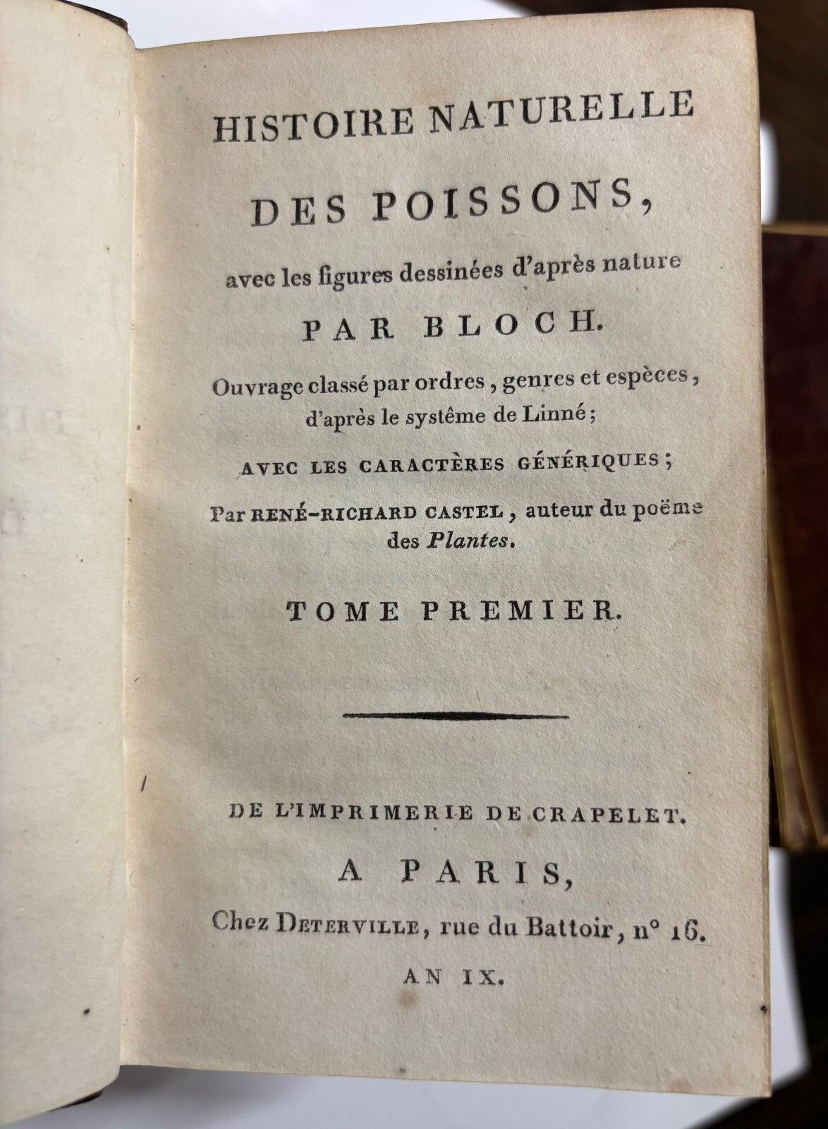 Bloch Marcus Elieser "Histoire Naturelle Des