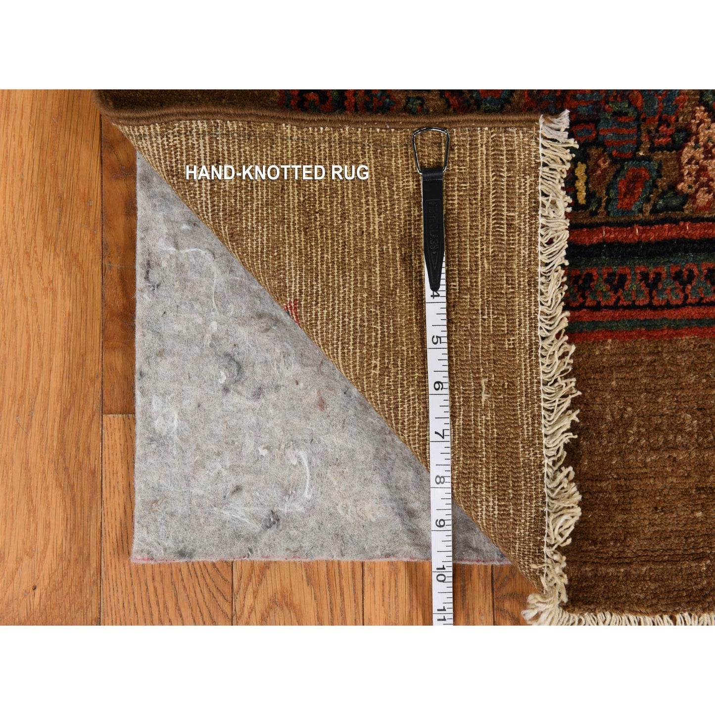 3'2"X15' Brown Antique Camel Hair Serrib All Wool Hand Knotted Runner Rug