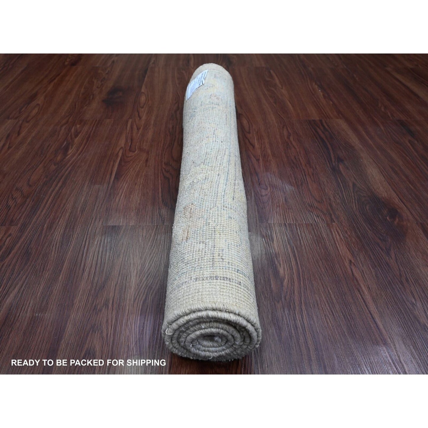 2'8"X5'7" Gray Angora Oushak Leaf Design All Wool Hand Knotted Runner Rug