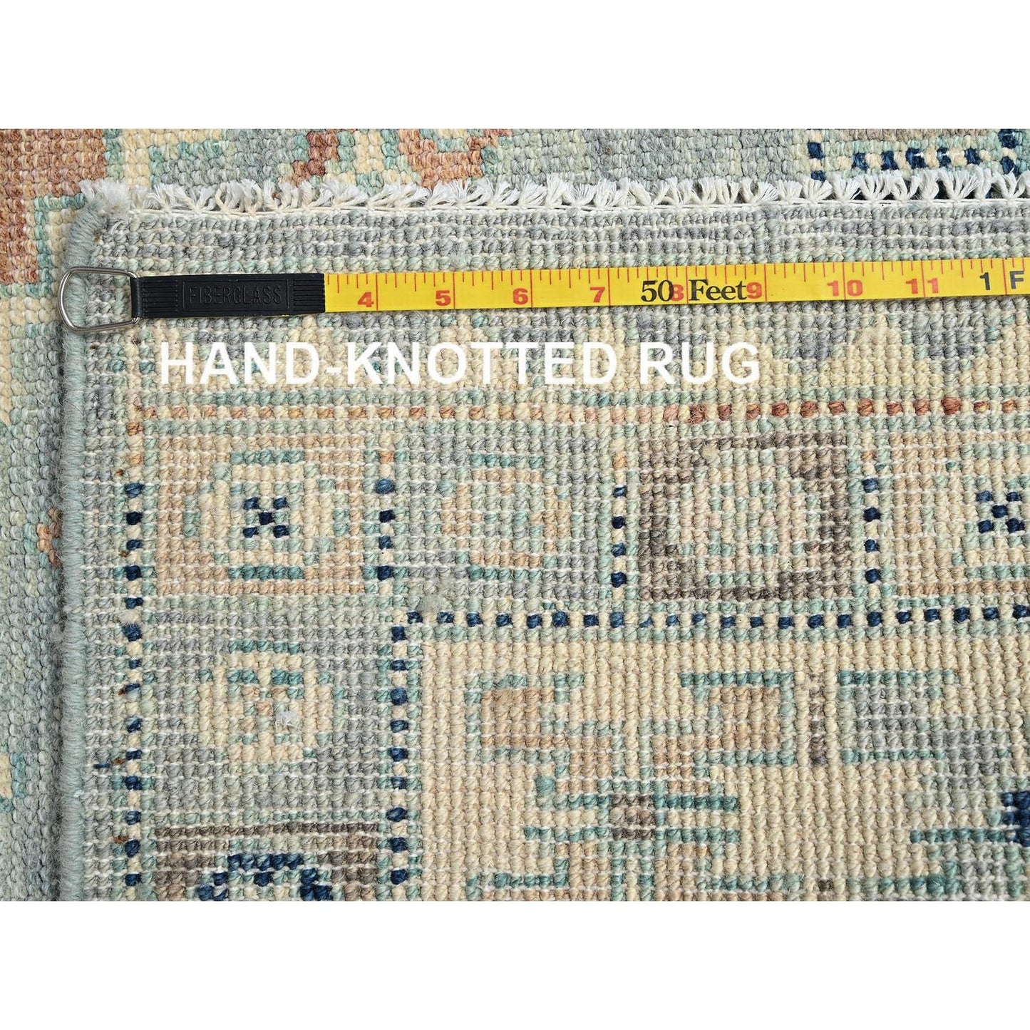 5'X6'9" Blue Wool Rug Anatolian Village Design Turkish Knot Hand Knotted
