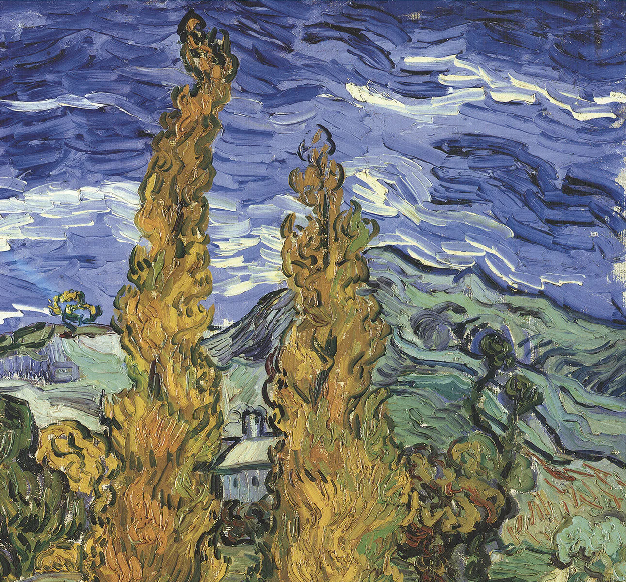 Vincent Van Gogh Poplars On A Hill " Offset Lithograph Impressionis