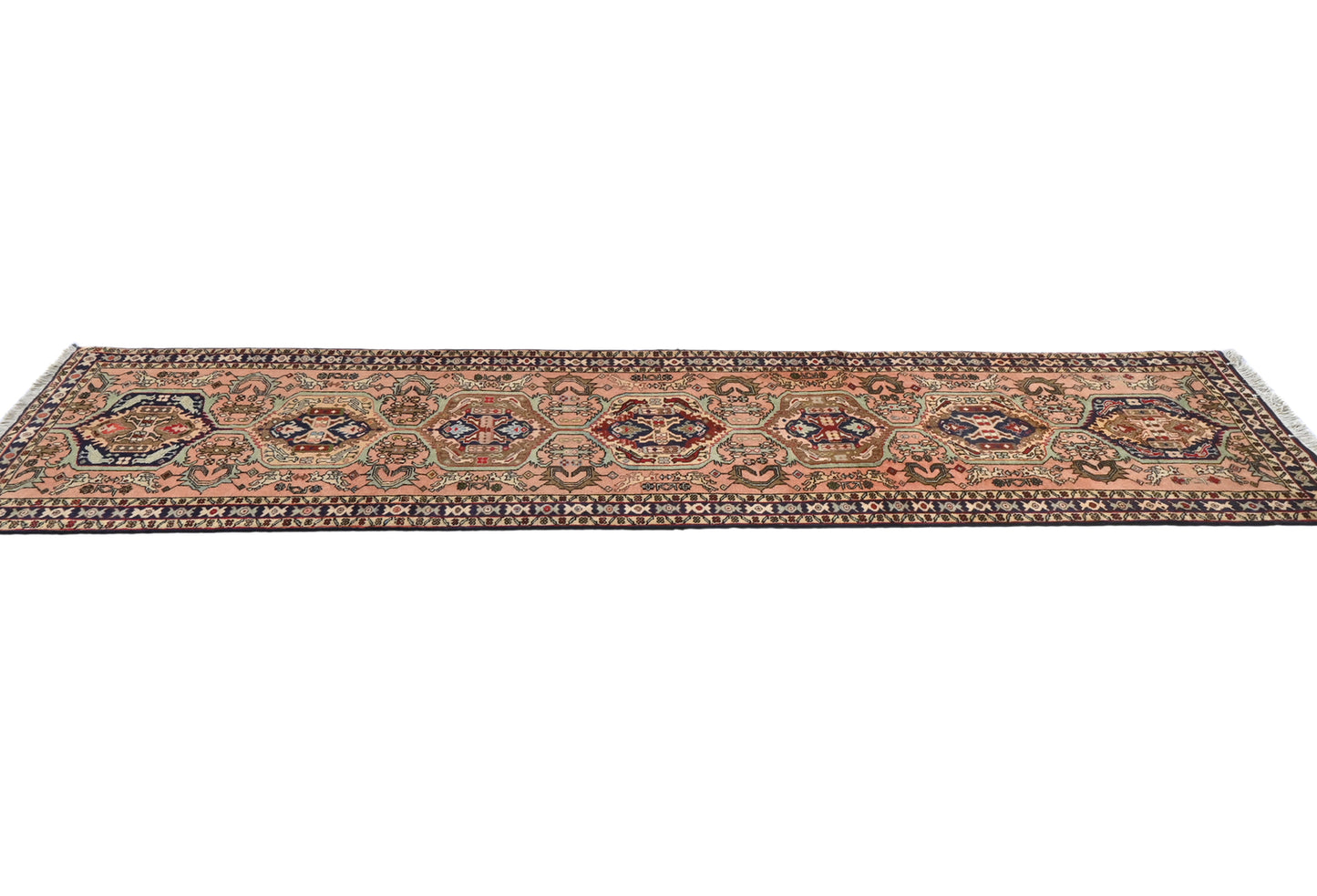 Handmade Pale Pink Oriental Runner Rug Tribal