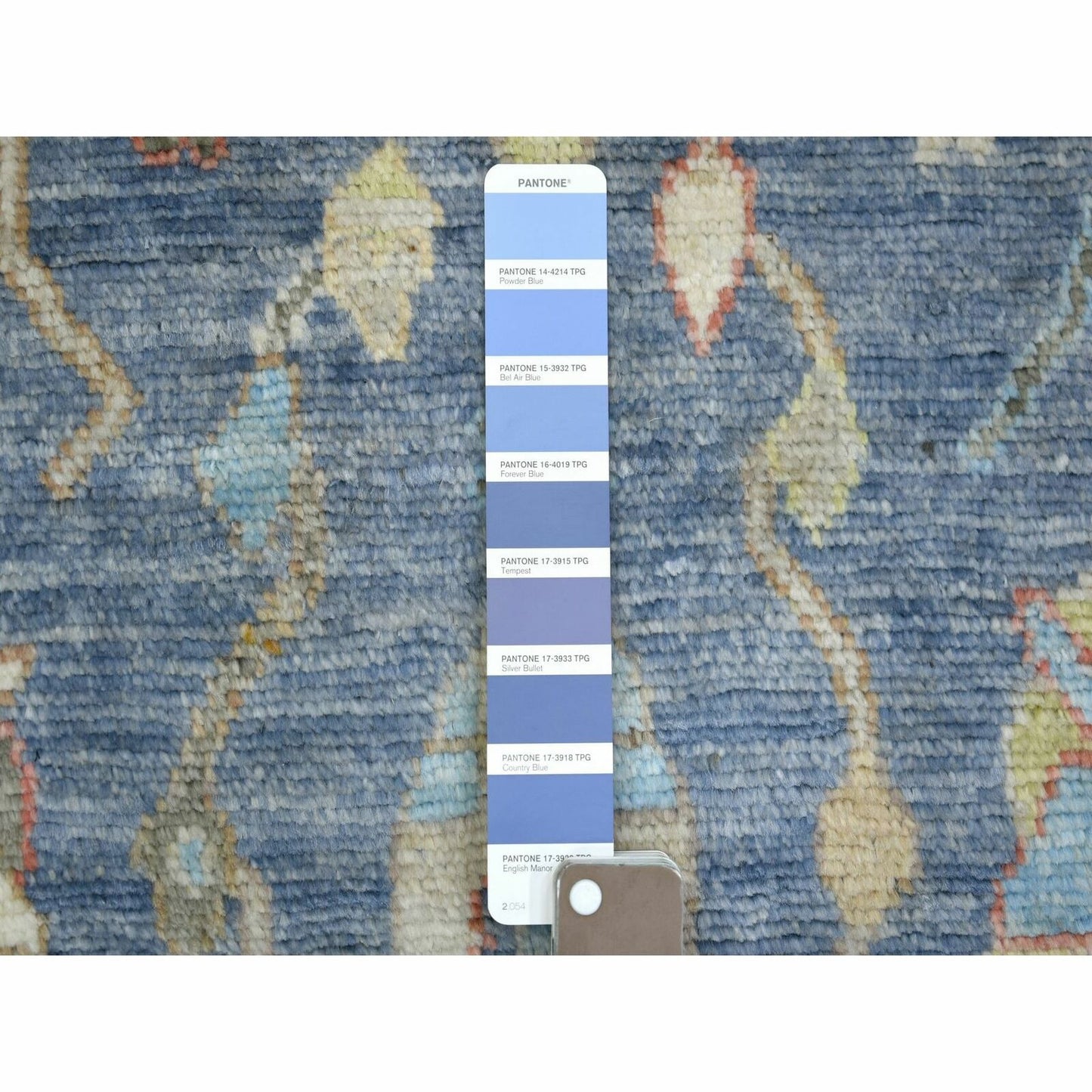 2'8"X16'4" Blue Afghan Hand Knotted Angora Oushak Xl Runner Rug