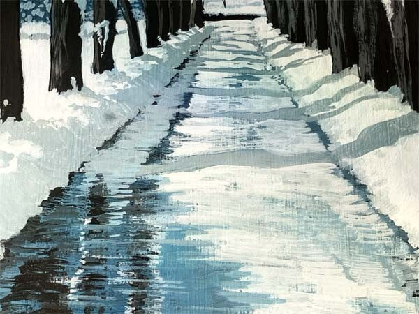 Jordi Vall Escriu "Snow Path" Original Oil Painting On Canvas Signed Spanish Art