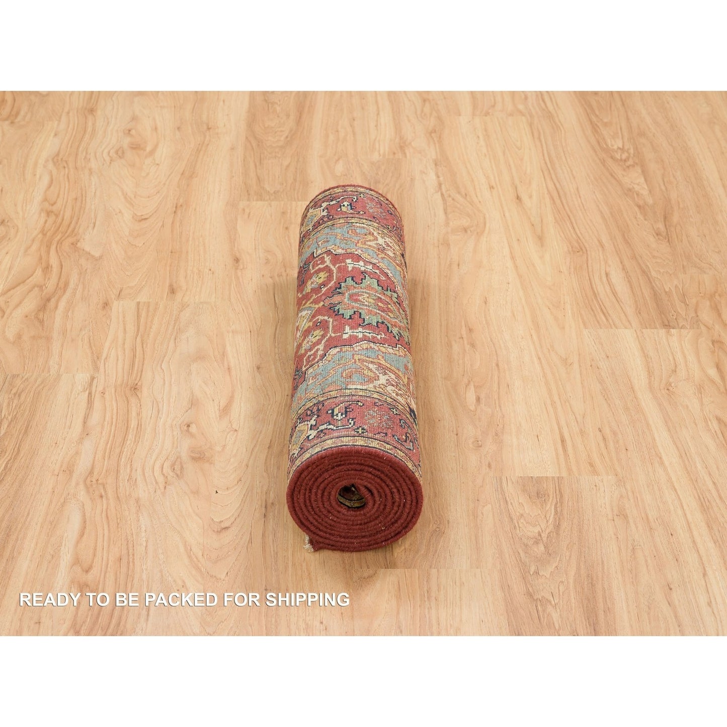 2'7"X10' Red Hand Knotted Fine Heris Re-Creation Wool Runner Oriental Rug