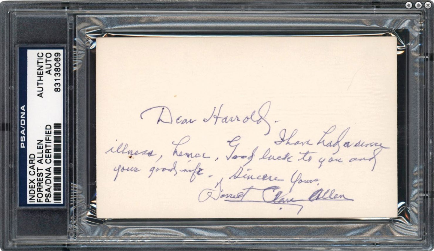 Forrest "Phog" Allen Signed Index Card Kansas
