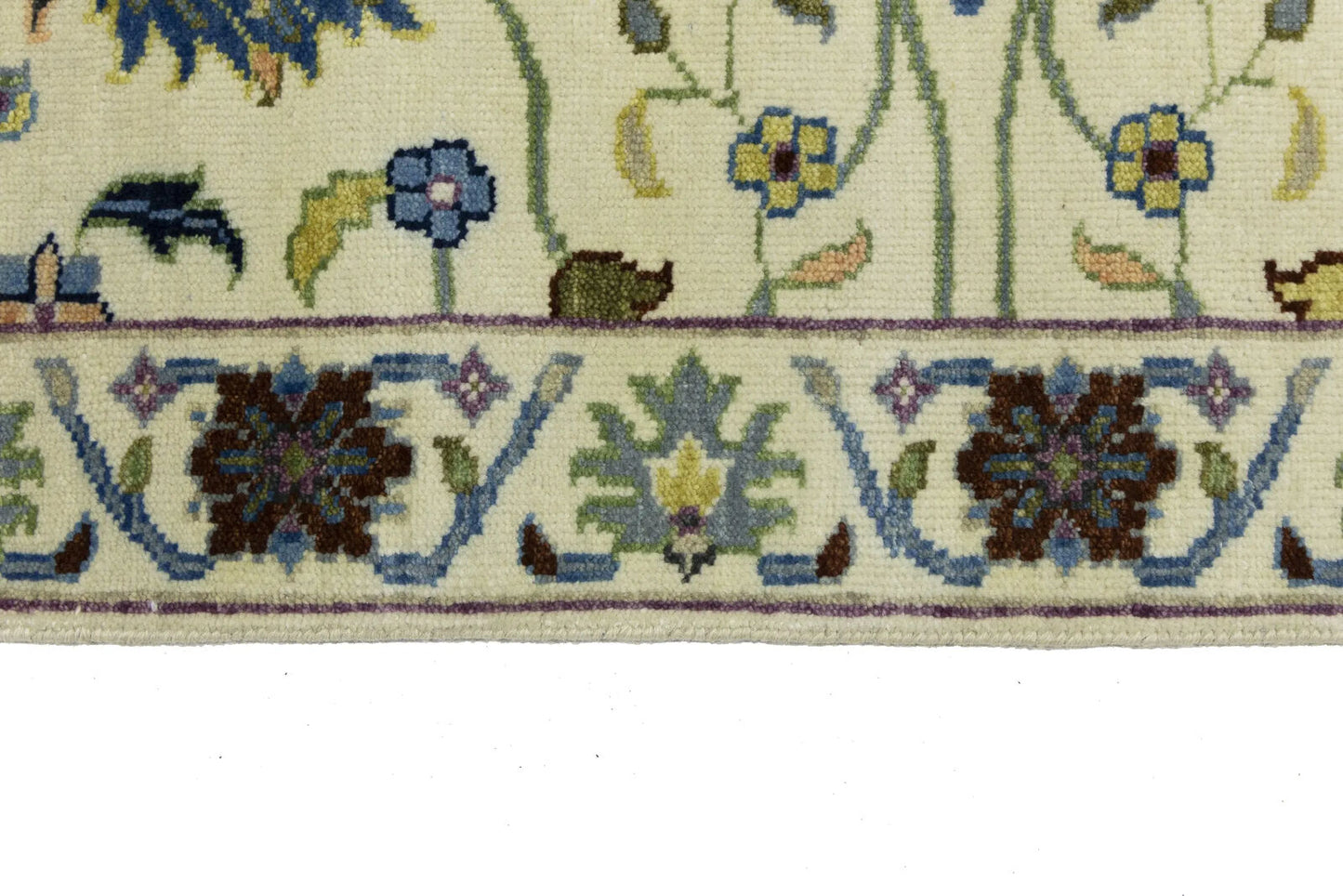 Cream Osh Chobi Peshawar Wool Runner Rug Floral