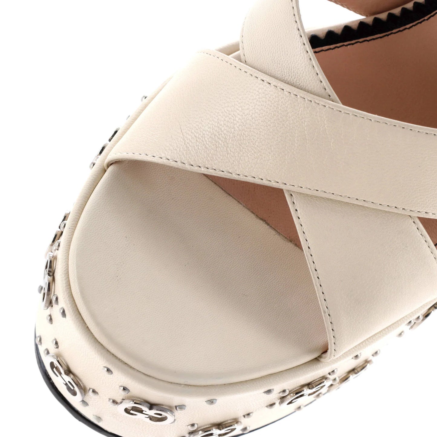 Leather Gucci Women's Janaya GG Studded Platform Sandals