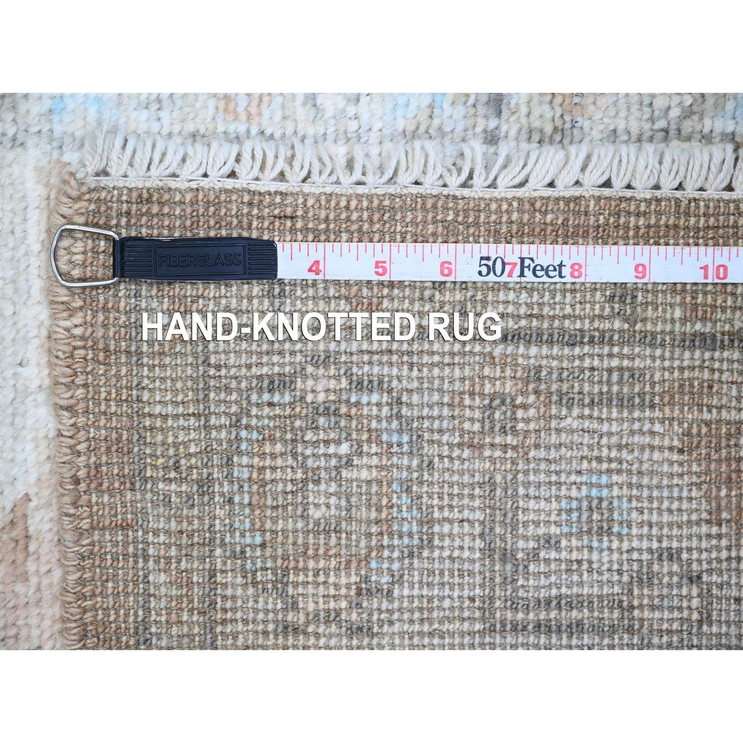 2'9"X9'6" Brown Angora Oushak Leaf Design Hand Knotted Wool Runner Rug