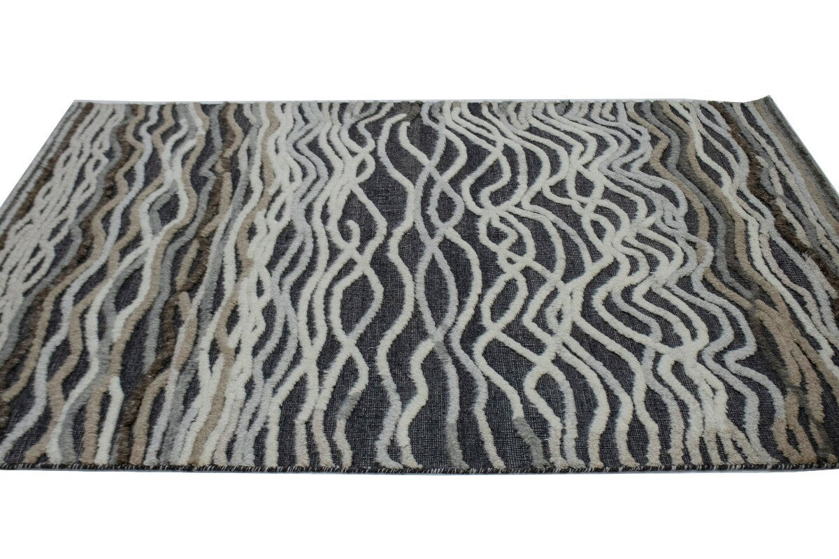 Handmade Modern Area Rug High-Low Relief Waves