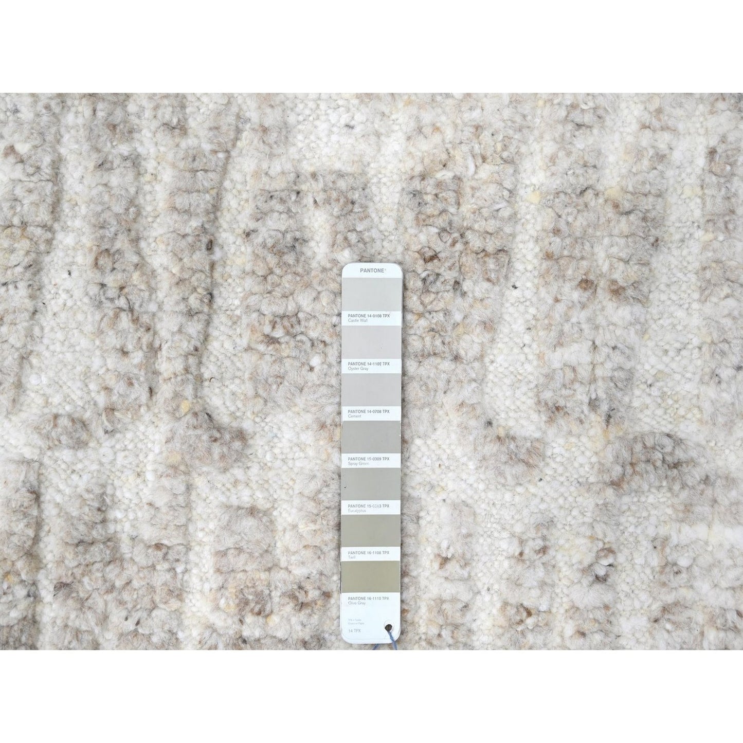 2'7"X9'10" Ivory Hand Knotted Minimalist Swedish Design Wool Runner Rug