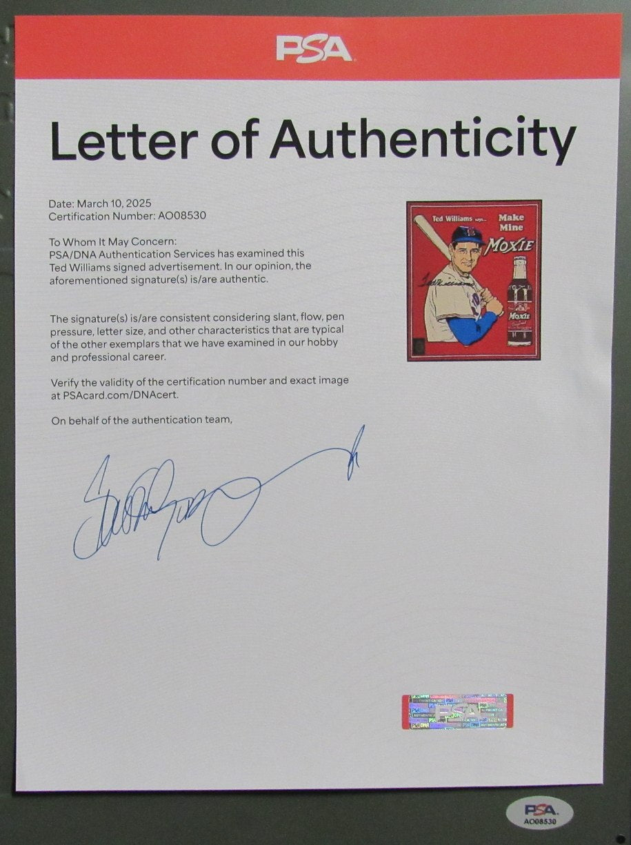 Ted Williams Hof Signed/Autographed 11X13