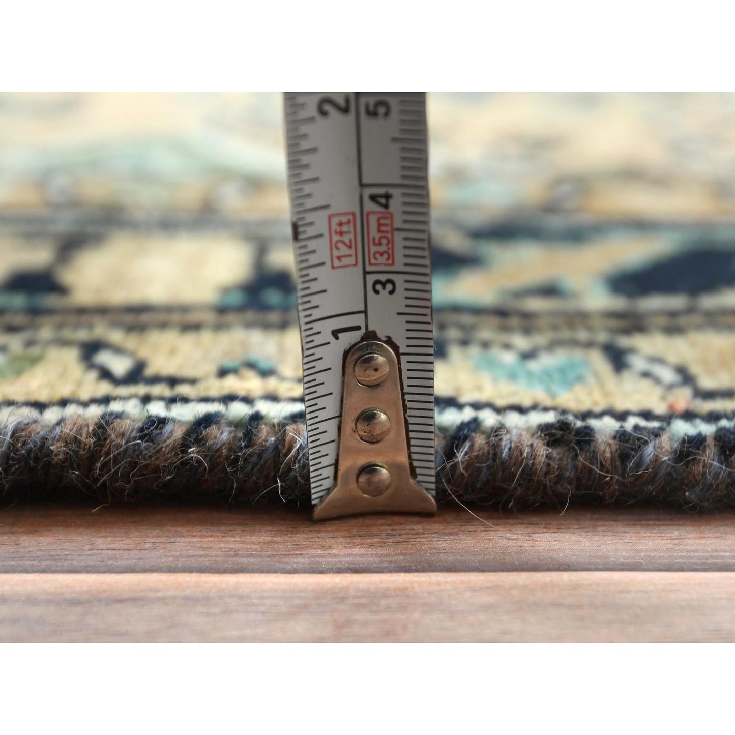 3'5"X10'1" Brown Vintage Farsian Worn Wool Hand Knotted Wide Runner Rug