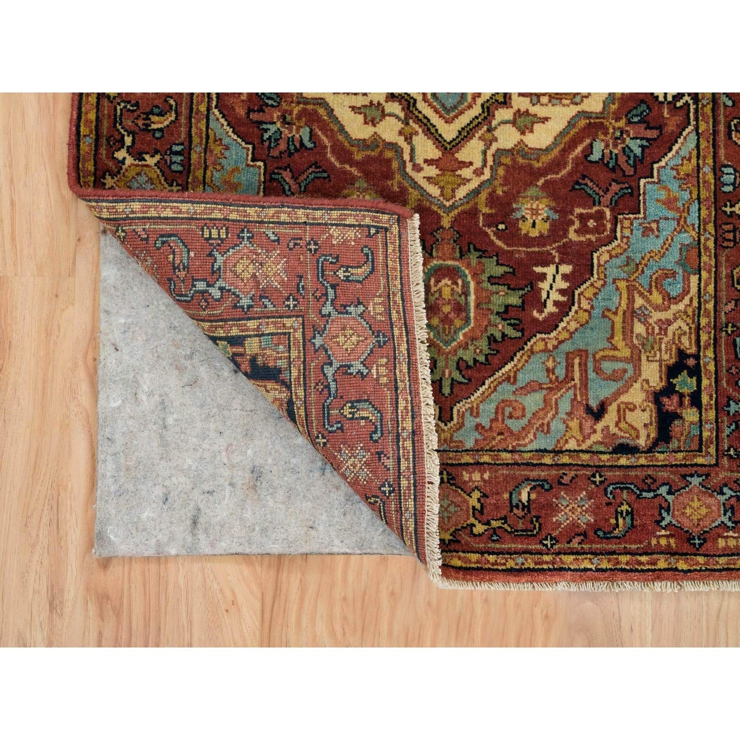 2'7"X10' Red Hand Knotted Fine Heris Re-Creation Wool Runner Oriental Rug