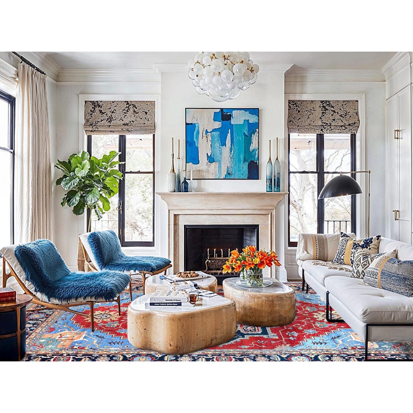 12'X17'2" Venetian Red Hand Knotted Wool Seeripe And Heris Oversized Rug