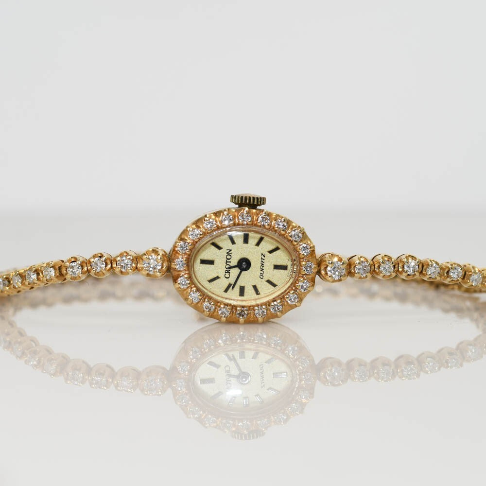 14K Yellow Gold Vintage Swiss Croton Diamond