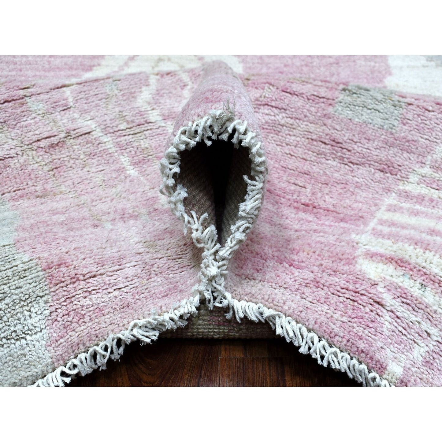 8'10"X11'9" Pink Moroccan Berber Arts And Crafts Hand Knotted Wool Rug