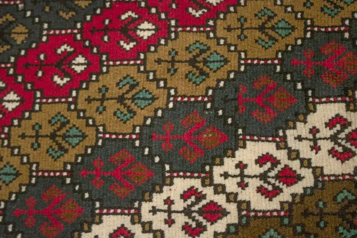 4X7 Ft Handmade Red Wool Rug Vintage Style Tribal