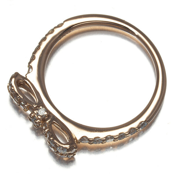 Ponte Vecchio Ring Diamond 0.35Ct Ribbon Pinky Us2.5 18K 750 Rose Gold