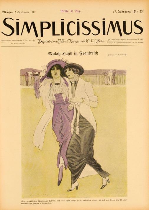 Simplicissimus 1913 By Marcello Dudovich Two Girls In Park On Linen Original