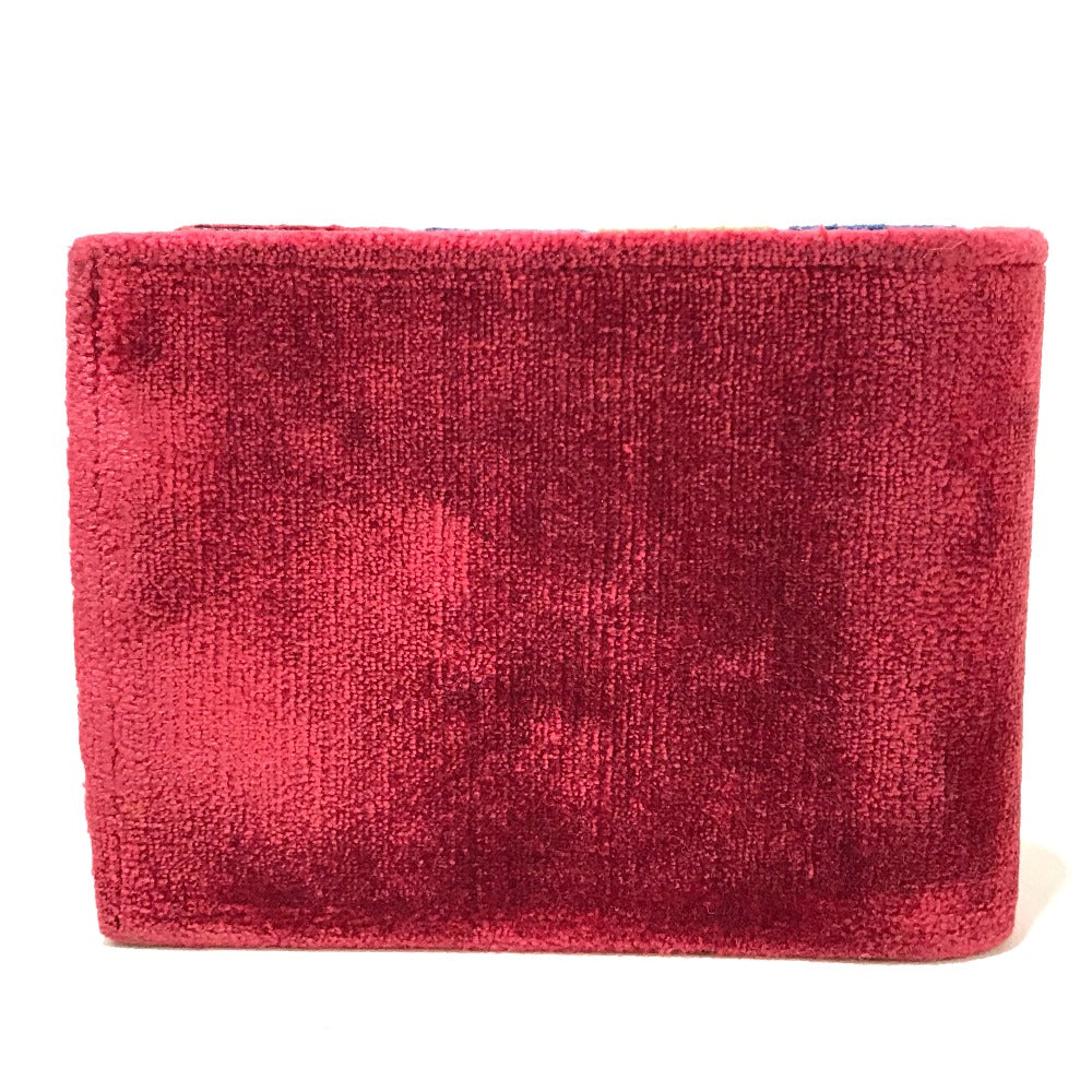 Roberta Di Camerino Folded Wallet Velor Red/Navy/Green Logo Women
