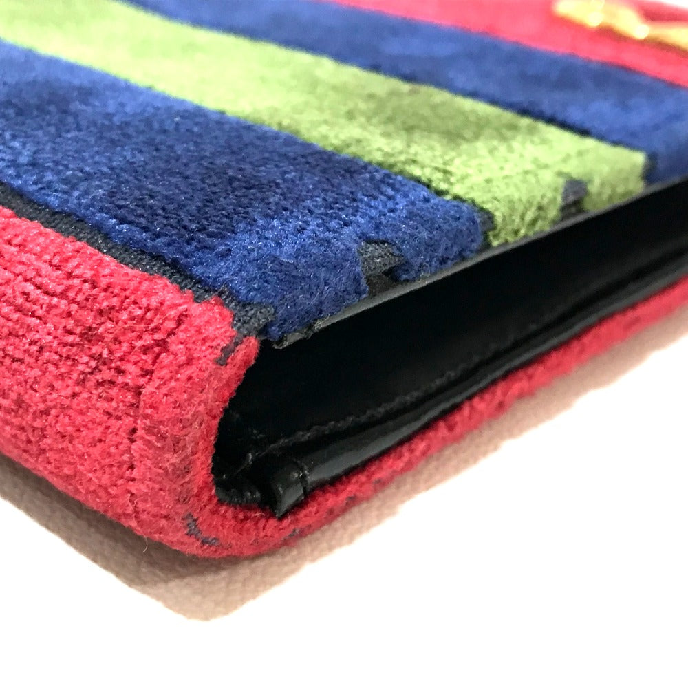 Roberta Di Camerino Folded Wallet Velor Red/Navy/Green Logo Women