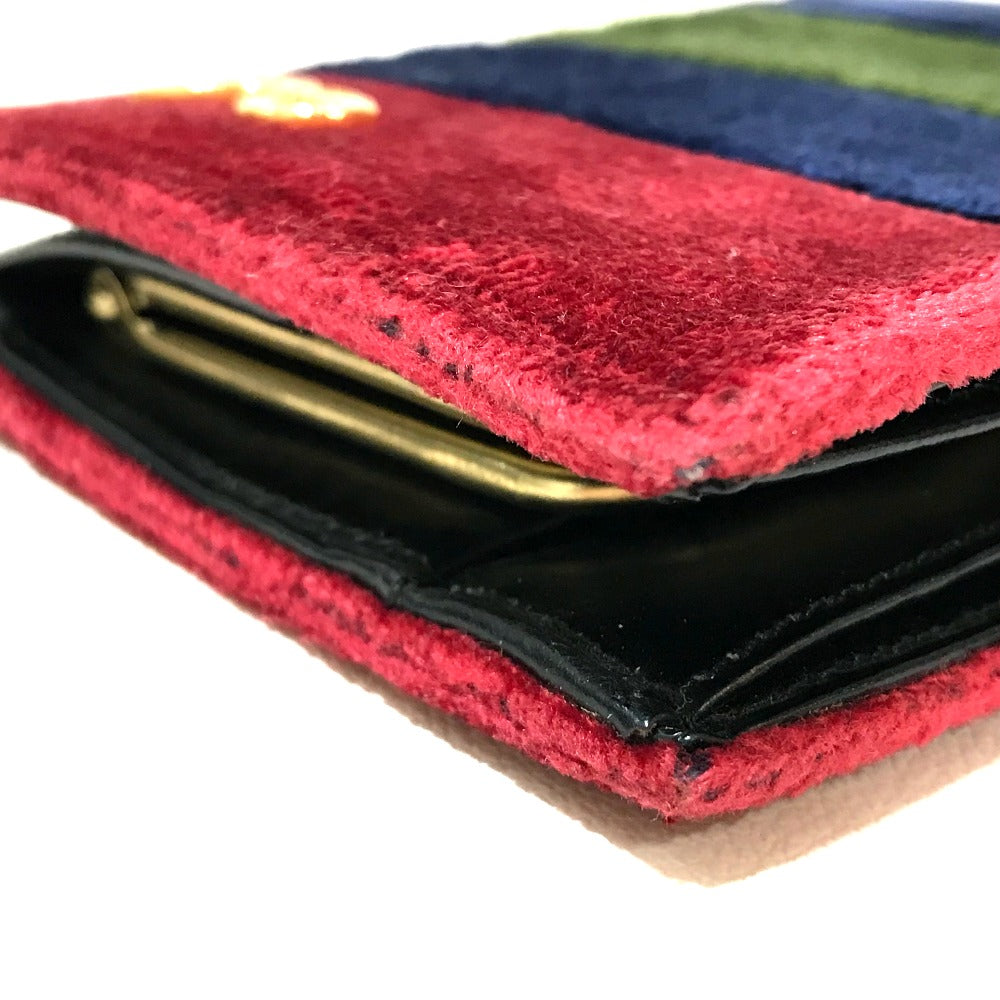 Roberta Di Camerino Folded Wallet Velor Red/Navy/Green Logo Women