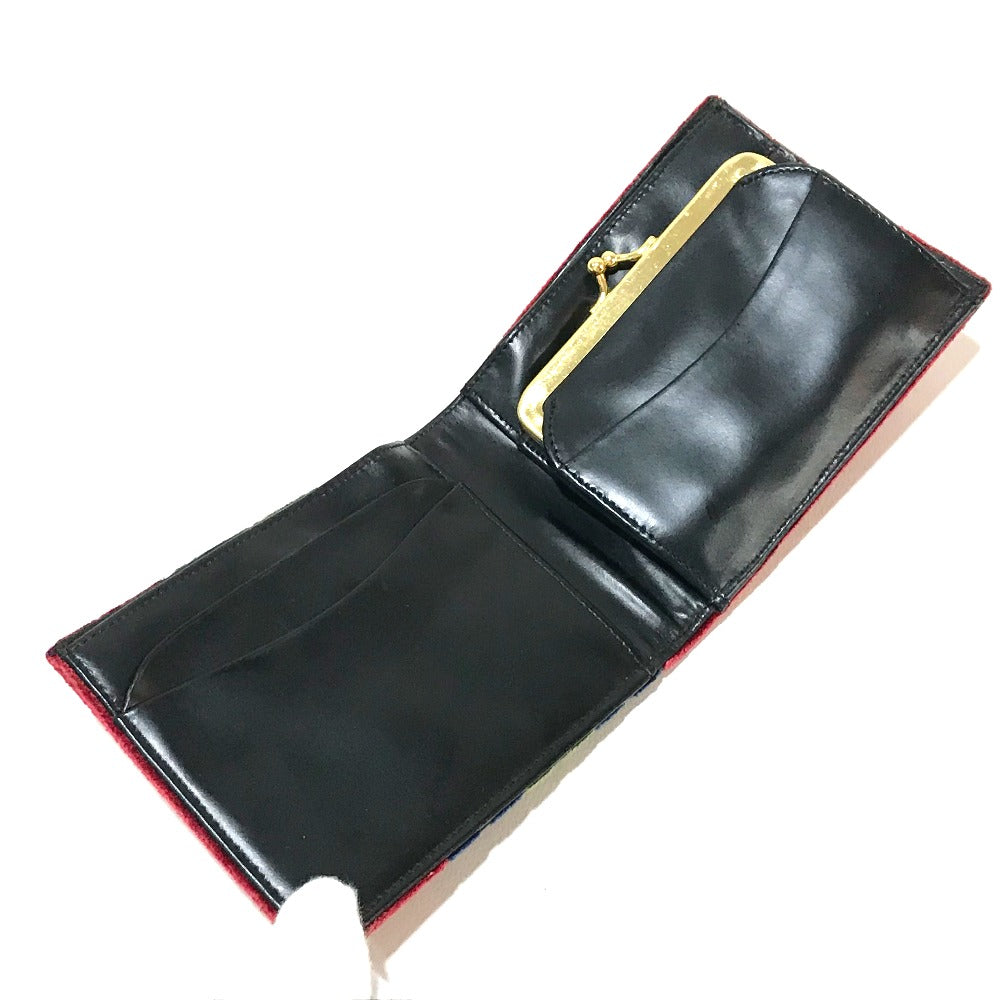 Roberta Di Camerino Folded Wallet Velor Red/Navy/Green Logo Women