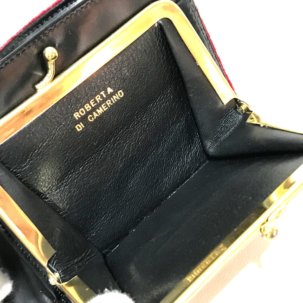 Roberta Di Camerino Folded Wallet Velor Red/Navy/Green Logo Women