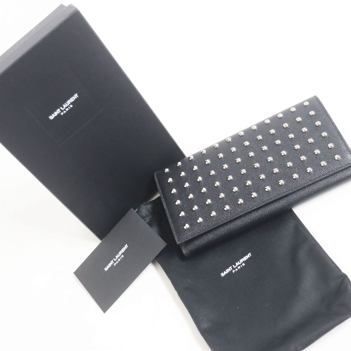Saint Laurent Long Wallet Purse Leather Black Mens