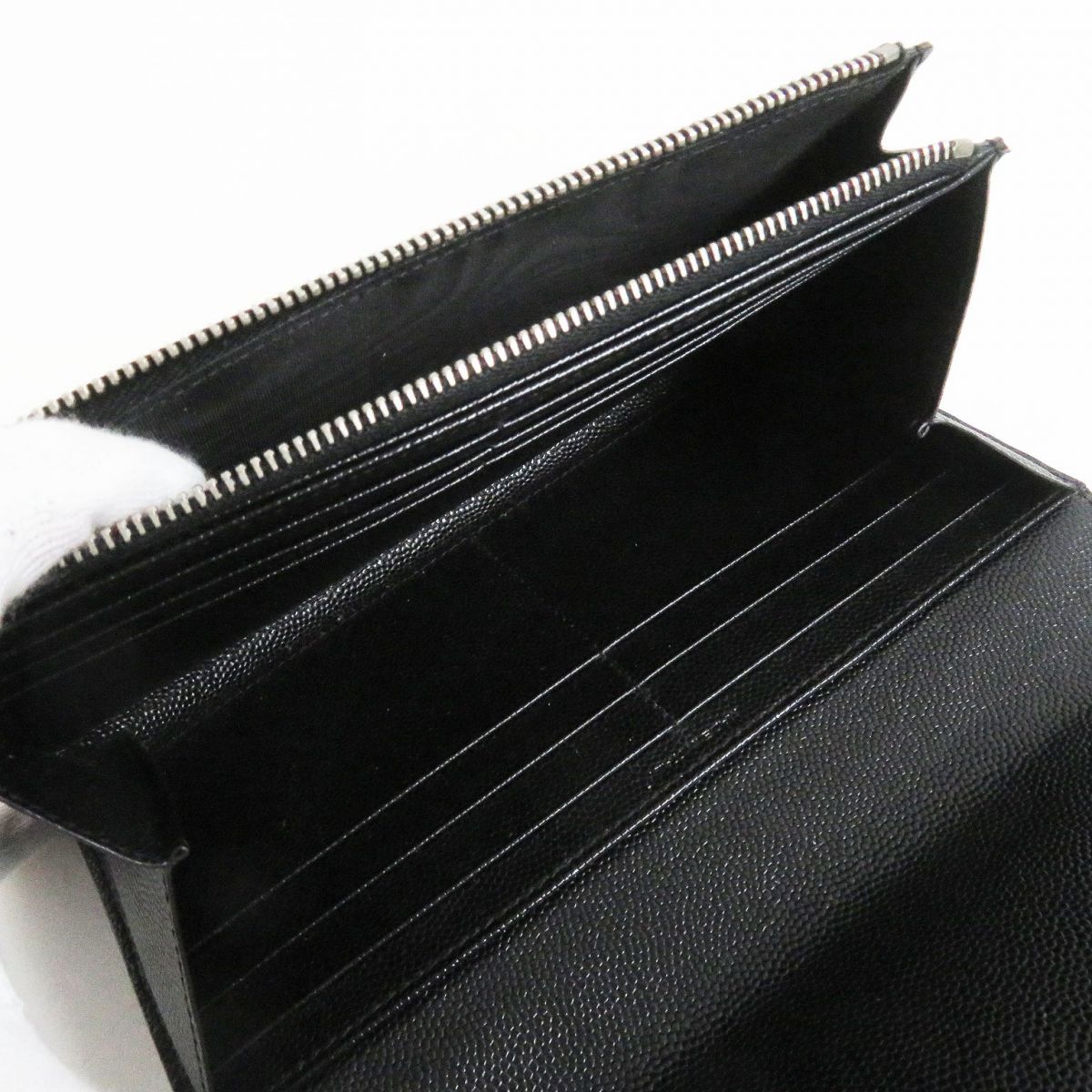 Saint Laurent Long Wallet Purse Leather Black Mens