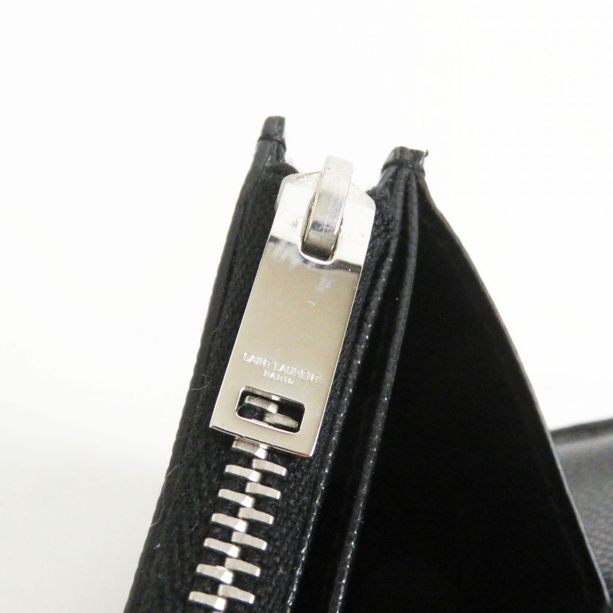 Saint Laurent Long Wallet Purse Leather Black Mens