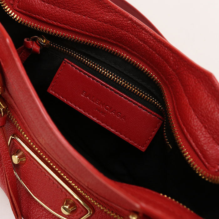 Balenciaga 390160 Handbag Classic Mini City 2Waytote Bag Leather Red Women