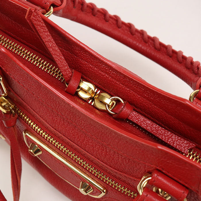 Balenciaga 390160 Handbag Classic Mini City 2Waytote Bag Leather Red Women