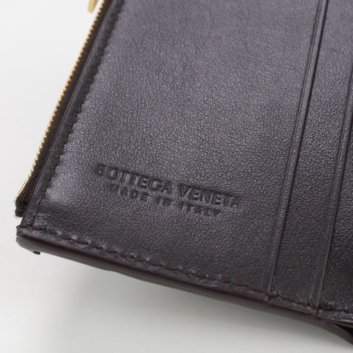 Bottega Veneta Bo81192 Tri-Fold Wallet Intrecciato Flap Wallet Leather Black Mens(Unisex)